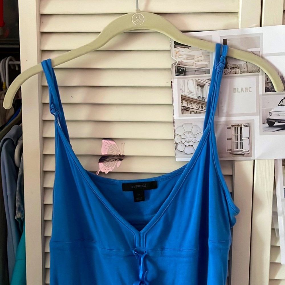 Blue vintage Express shirt, empire waist, size medium, 2000s-2010s fashions